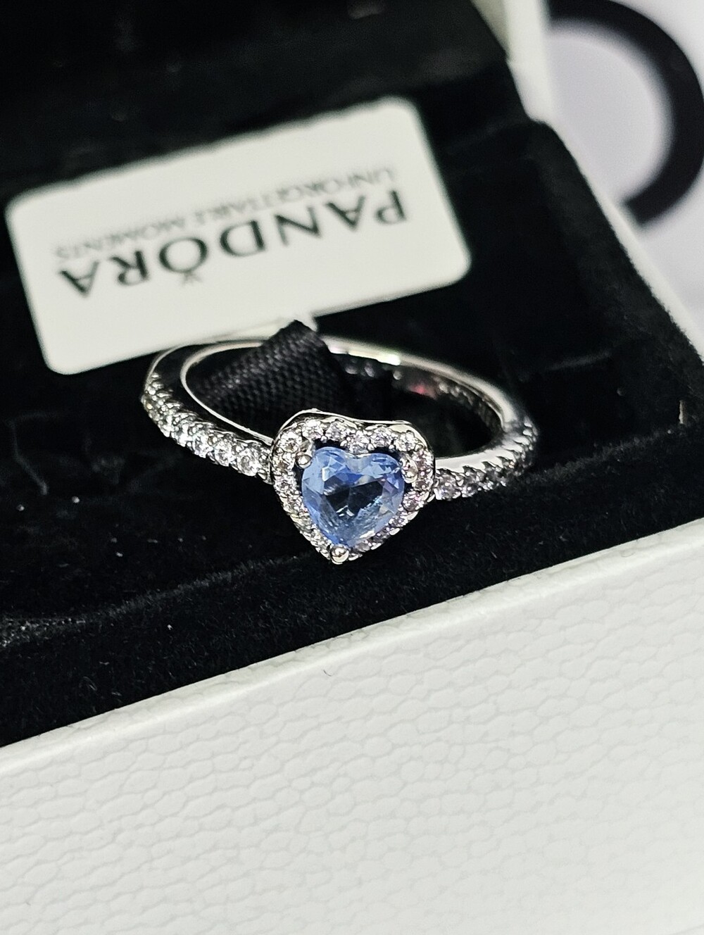 Pandora Elevated Light Blue Heart Ring